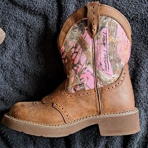 Justin Gypsy Cowgirl Boots Low Pink Camo L9610 Leather Size 7B